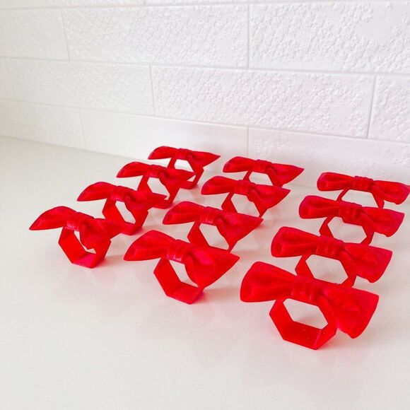 Stylish Bow Napkin Rings – Red Glitter - Handmade - Wedding Party Event Planner - Picture 13 of 13